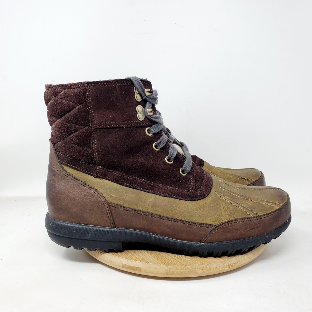 Cole Haan Air Rhone Duck Boot Mens 9.5 Brown Leather Hiker Waterproof Rain Shoes
